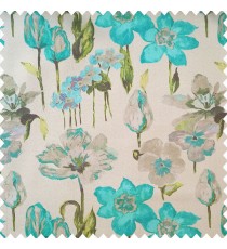 Blue green grey purple color beautiful flower designs with texture finished background natural look flower buds main curtain